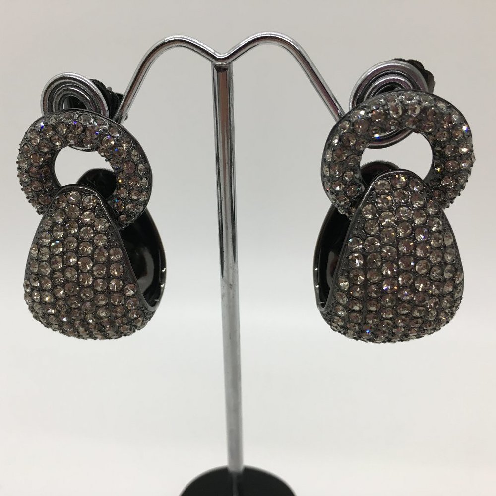 Crystal/Titanium 3 Style Hoop Earrings